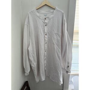 KS Island Men's Big & Tall White Cotton Button Front | Size 8XL